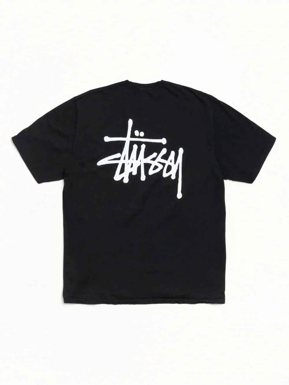 Stüssy Black Graphic Tee Worn Logo Vintage Style - Picture 2 of 2